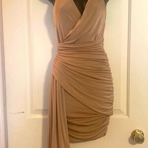MISHA COLLECTION Asymmetrical Tan Dress